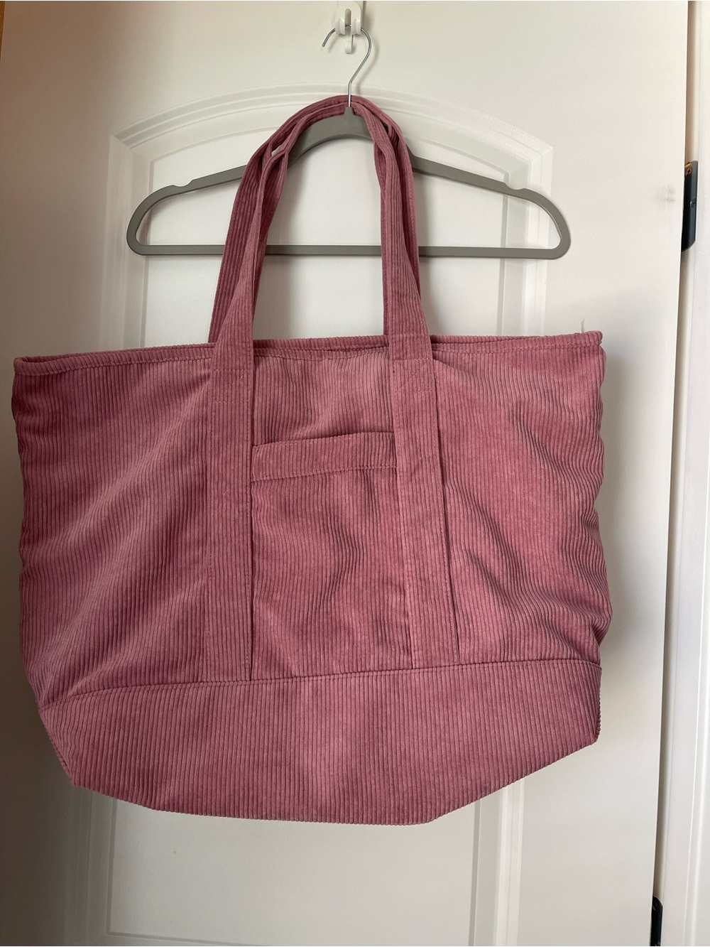 Pink corduroy tote bag
